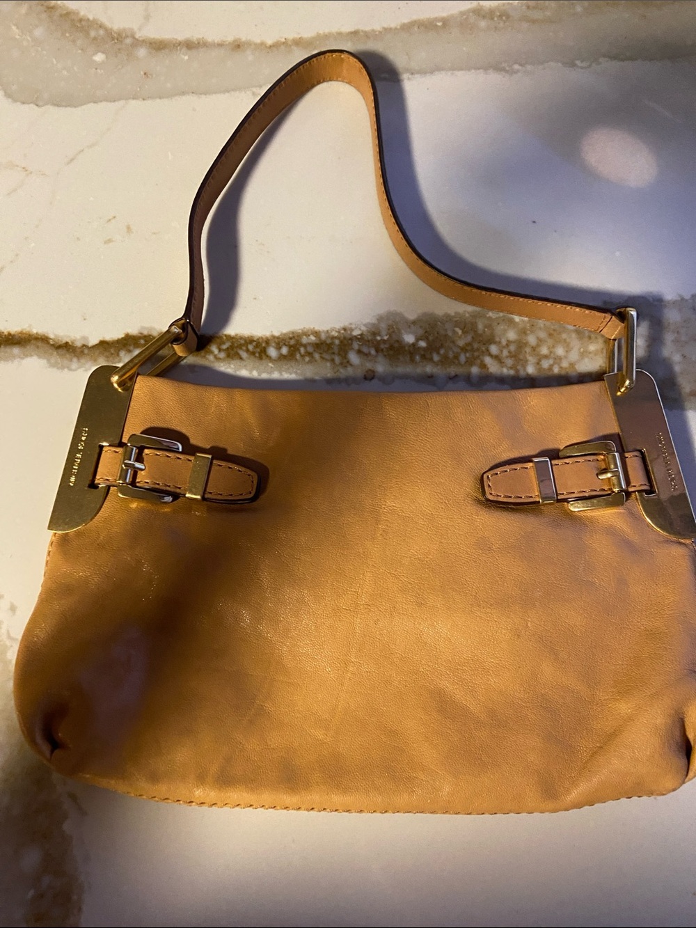Michael Kors Small Leather Shoulder Bag in Tan